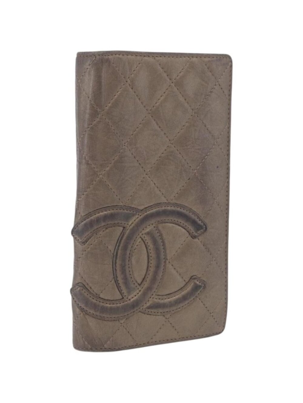 CHANEL Matelasse Cambon Line Long Wallet Leather Gold CC